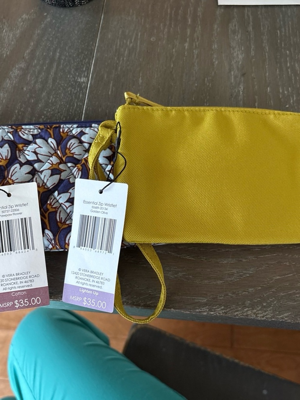 Vera Bradley Essential Zip Wristlet LOT OF 2 – Golden Olive and floral